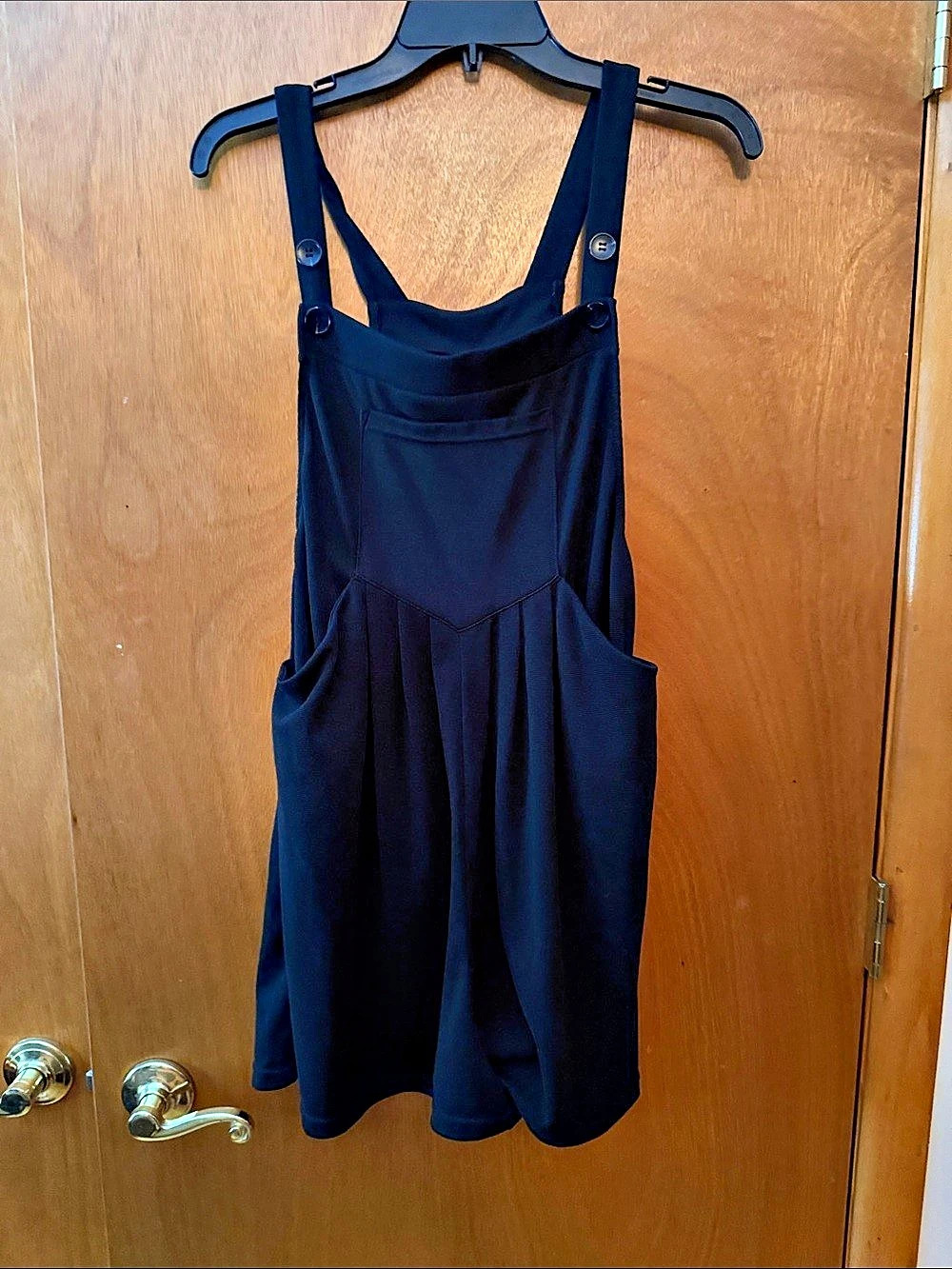 Halara Pockets Waffle Casual Short Overalls Black Medium